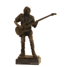 Musik Dekor Messing Statue Bass Player Handwerk Bronze Skulptur Tpy-750